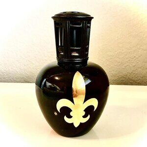 LAMPE BERGER PARIS Ltd Ed Fragrance Diffuser Gold Fleur-de-lis Black Porcelain
